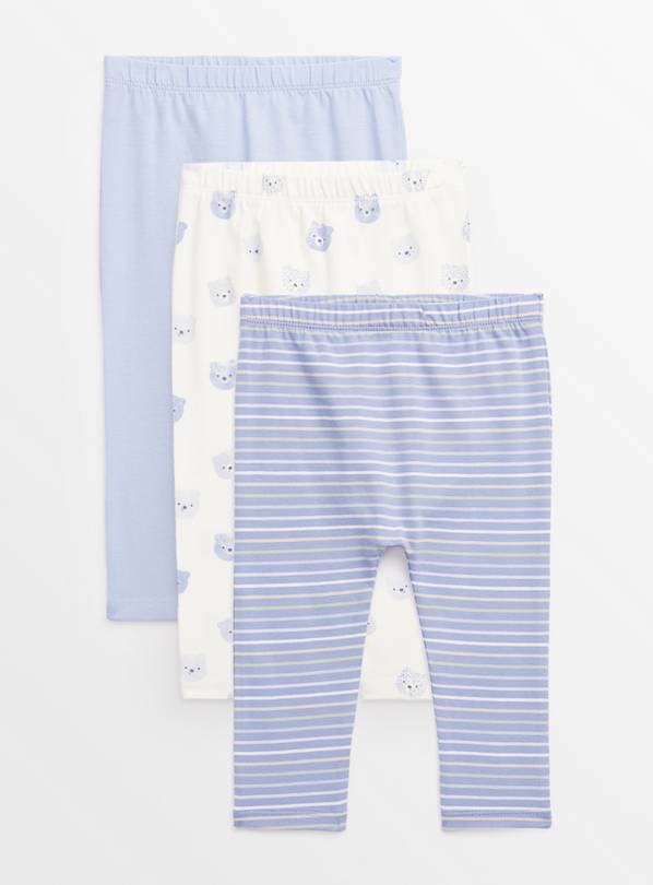 Blue Baby Bear Leggings 3 Pack 12-18 months